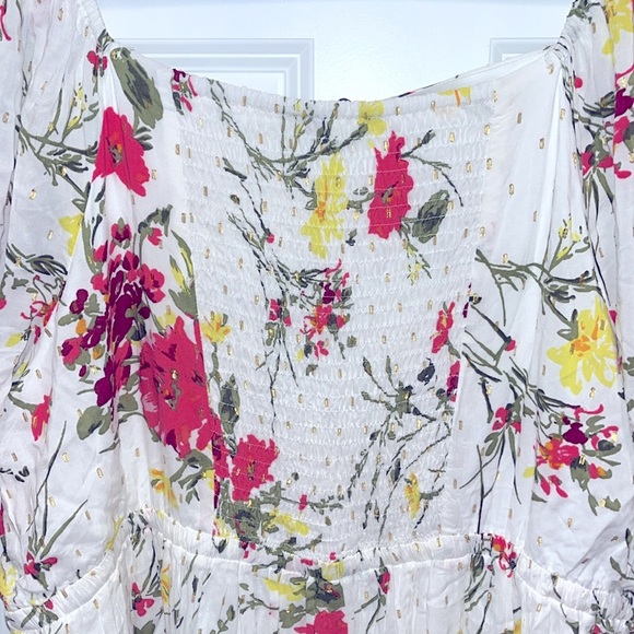 NWT Lane Bryant Floral Off The Puff Shoulder Dress 18 LONG Midi Plus Size - Picture 8 of 12